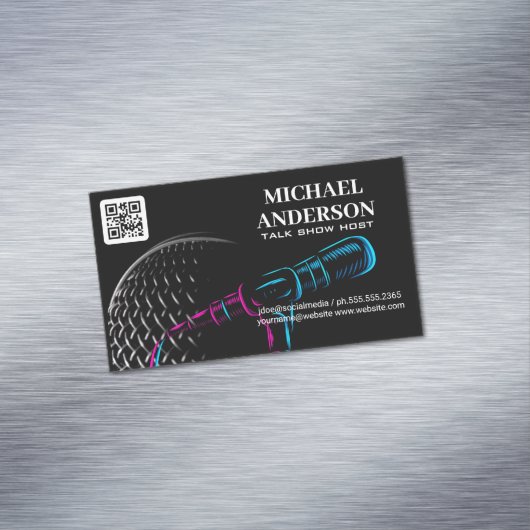 Microfoon Logo | Podcast Vlogger Magnetisch Visitekaartje (Voorbeeld)