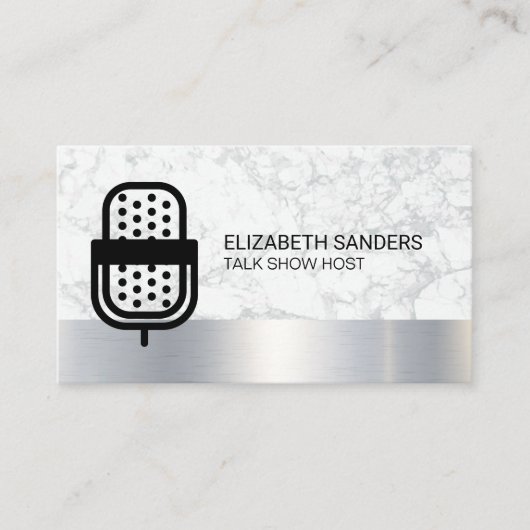 Microfoon Logo | Versiering van marmermetaal Visitekaartje (Voorkant)