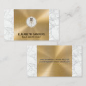 Microfoon | Marmer en goud metaal Visitekaartje (Voorkant / Achterkant)