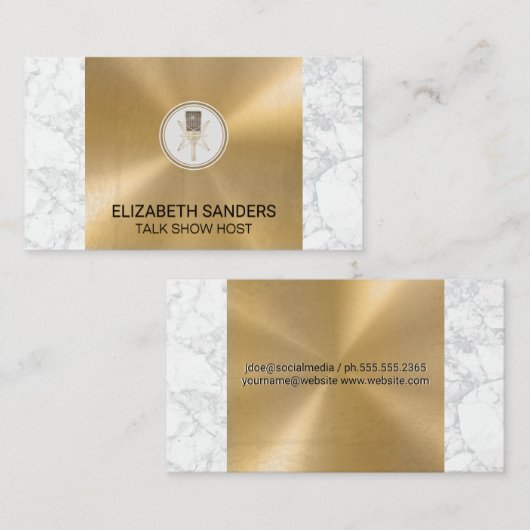 Microfoon | Marmer en goud metaal Visitekaartje (Voorkant / Achterkant)