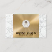 Microfoon | Marmer en goud metaal Visitekaartje (Voorkant)
