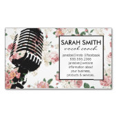 Microfoon met bloemenpatroon magnetisch visitekaartje (Voorkant)