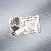 Microfoon met bloemenpatroon magnetisch visitekaartje (Voorbeeld)