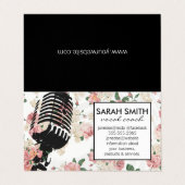 Microfoon met bloemenpatroon visitekaartje (Buitenkant ongevouwen)