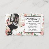 Microfoon met bloemenpatroon visitekaartje (Voorkant)