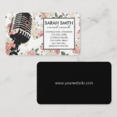 Microfoon met bloemenpatroon visitekaartje (Voorkant / Achterkant)
