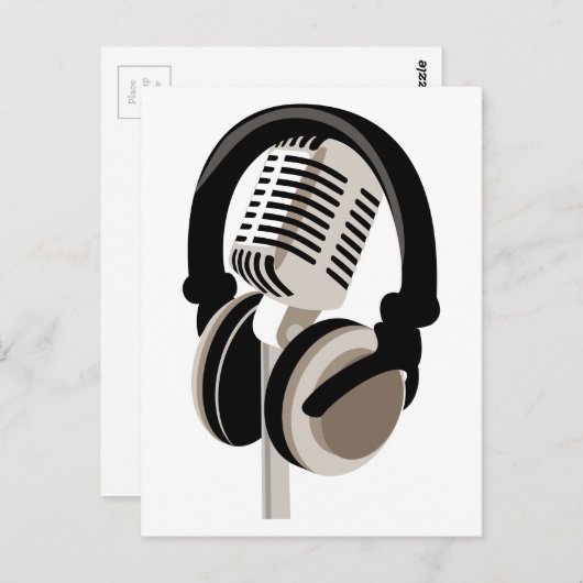  microfoon met hoofdtelefoon briefkaart (Voorkant / Achterkant)