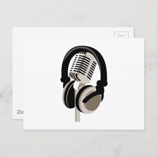  microfoon met hoofdtelefoon briefkaart (Voorkant / Achterkant)