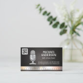microfoon | Metalen sierstrip | Visitekaartje QR-c (Staand voorkant)