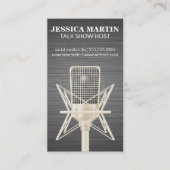 Microfoon | Metalen textuur achtergrond Visitekaartje (Voorkant)