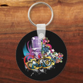 Microfoon ~ Mike Audio Sing Singing Music Sleutelhanger (Voorkant)