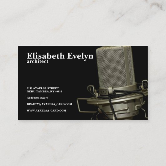 microfoon muziekaudio radiostem visitekaartje (Achterkant)