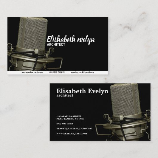 microfoon muziekaudio radiostem visitekaartje (Voorkant / Achterkant)