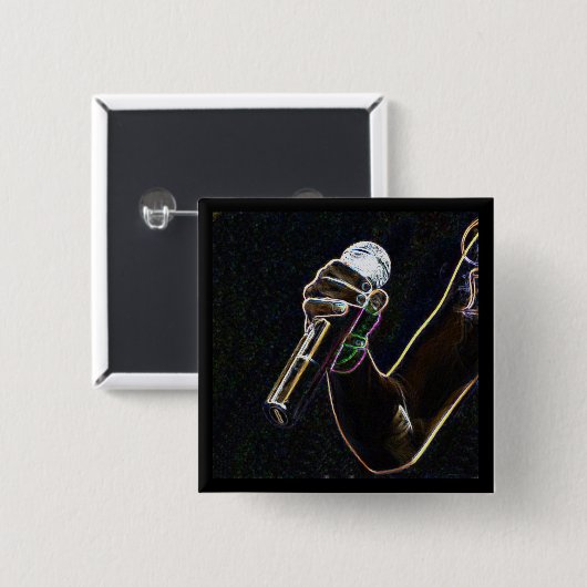 microfoon muziekzangeres vierkante button 5,1 cm (Voorkant /achterkant)