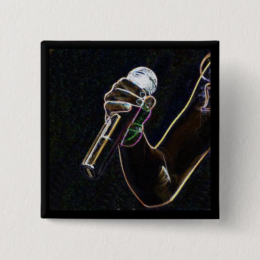 microfoon muziekzangeres vierkante button 5,1 cm (Voorkant)