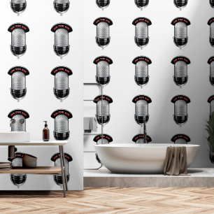 Microfoon op de lucht aangepaste kleur wit behang