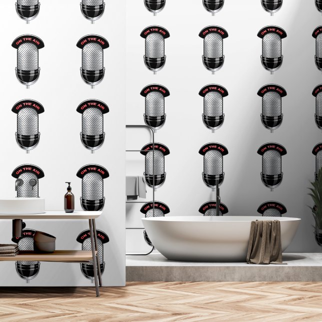 Microfoon op de lucht aangepaste kleur wit behang (Badkamer)