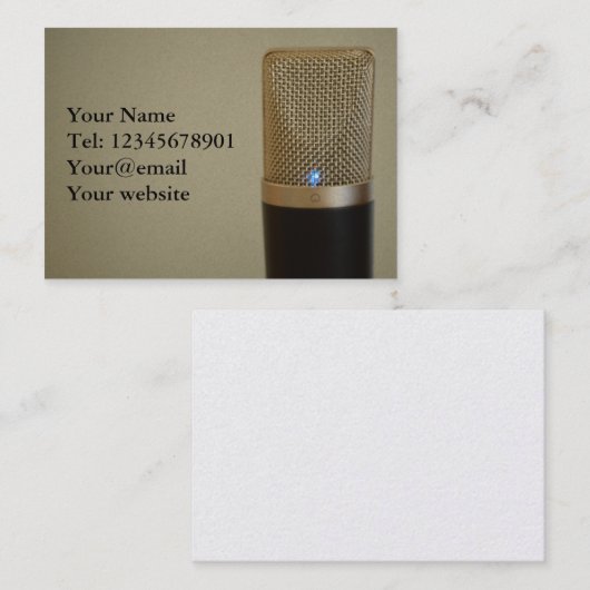Microfoon op lichtachtergrond visitekaartje (Voorkant / Achterkant)