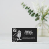microfoon | Podcast-host | QR-code Visitekaartje (Staand voorkant)