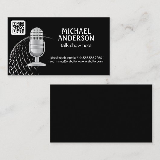 microfoon | Podcast-host | QR-code Visitekaartje (Voorkant / Achterkant)