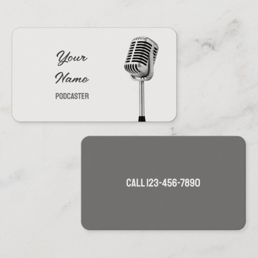 Microfoon Podcast Radio Visitekaartje (Voorkant / Achterkant)