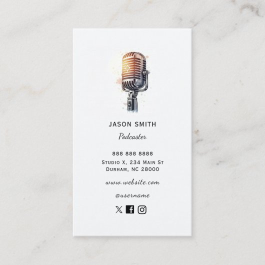  microfoon Podcaster Visitekaartje (Voorkant)