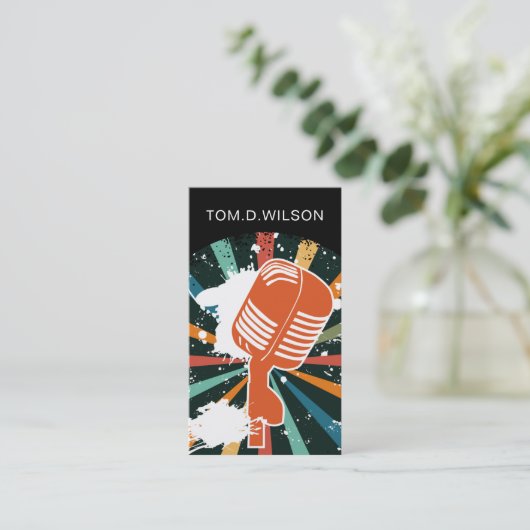 microfoon singer muziek Visitekaartje (Staand voorkant)