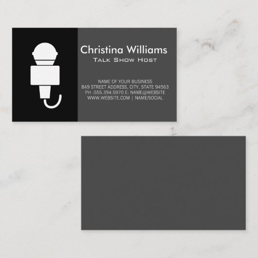 Microfoon Singer Talk Show Visitekaartje (Voorkant / Achterkant)