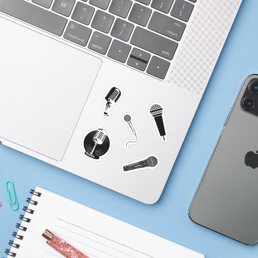 Microfoon Stickers (Laptop met iPhone)