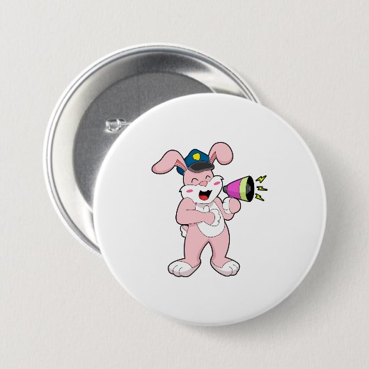 Microfoon van konijnenpolitie ronde button 7,6 cm (Voorkant /achterkant)