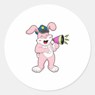 Microfoon van konijnenpolitie ronde sticker