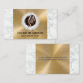 Microfoon vasthouden | Marmeren gouden metaal Visitekaartje (Voorkant / Achterkant)