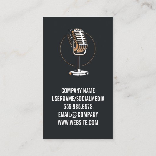 Microfoon Vintage Illustratie  Visitekaartje (Achterkant)