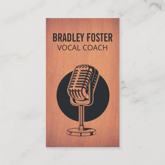 Microfoon Vintage Illustratie Visitekaartje (Voorkant)