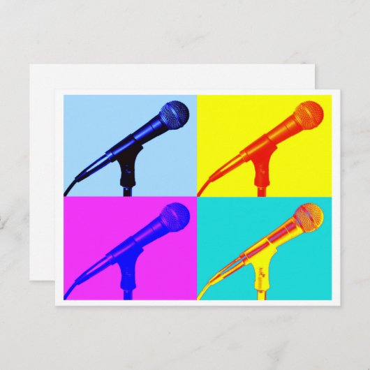 Microfoon x 4 briefkaart (Voorkant / Achterkant)