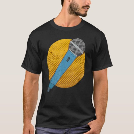 Microfoon Zanger Muziek T-shirt (Voorkant)
