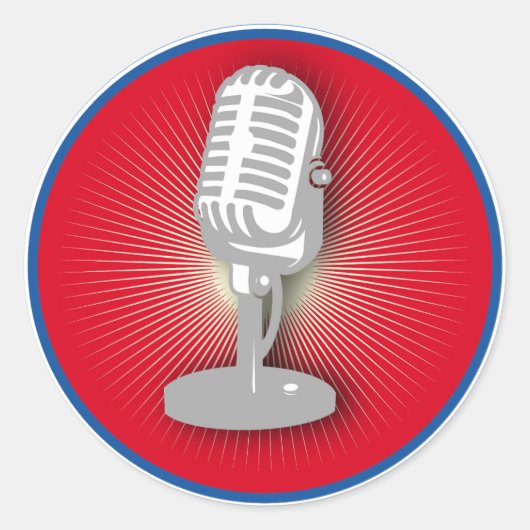 microfoonembleem ronde sticker (Voorkant)