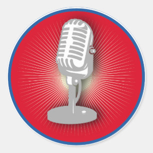 microfoonembleem ronde sticker