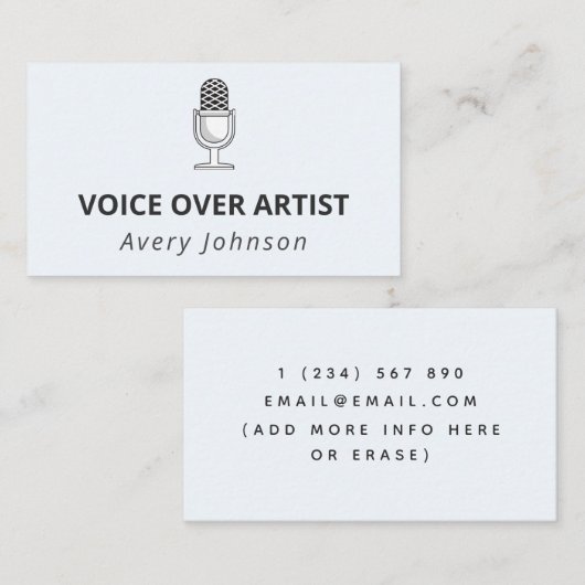 Microfoongeluidsrecorder Klassiek elegant Visitekaartje (Voorkant / Achterkant)