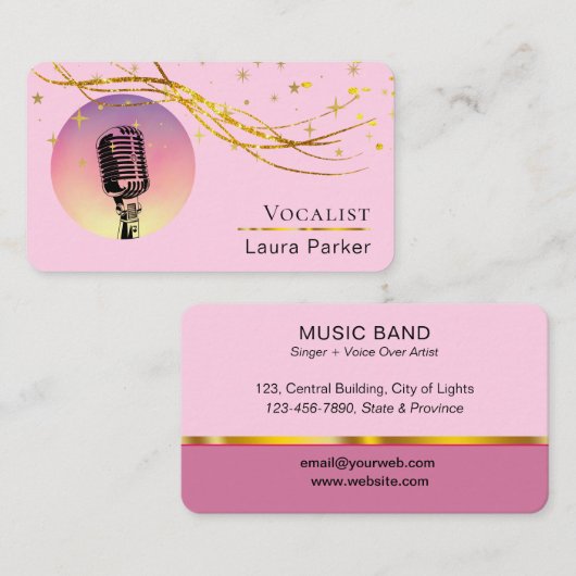 Microfoonmuziek Vocalist Voice Over Artist Visitekaartje (Voorkant / Achterkant)