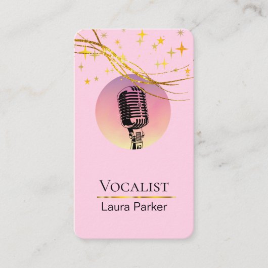 Microfoonmuziek Vocalist Voice Over Artist Visitekaartje (Voorkant)
