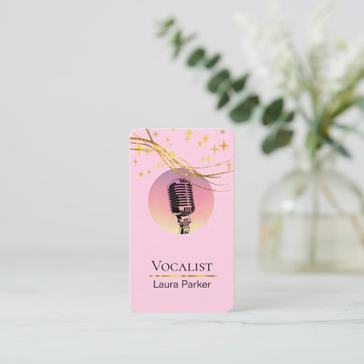 Microfoonmuziek Vocalist Voice Over Artist Visitekaartje (Staand voorkant)