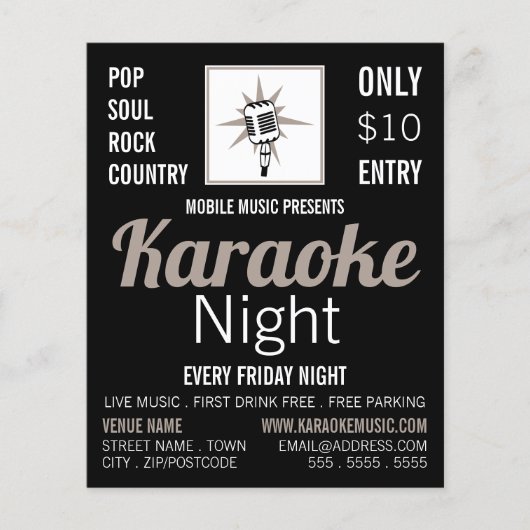 Microfoonontwerp, Karaoke Event Adverteren Flyer (Voorkant)