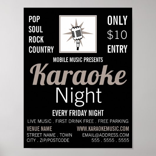 Microfoonontwerp, Karaoke Event Adverteren Poster (Voorkant)