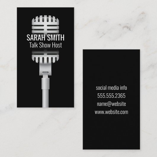 Microfoonpictogram | digitale geluidsgolf visitekaartje (Voorkant / Achterkant)