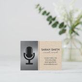 Microfoonpictogram | Metaal | Stitchleder Visitekaartje (Staand voorkant)