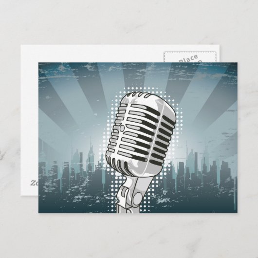 Microfoonrots en rolrol briefkaart (Voorkant / Achterkant)