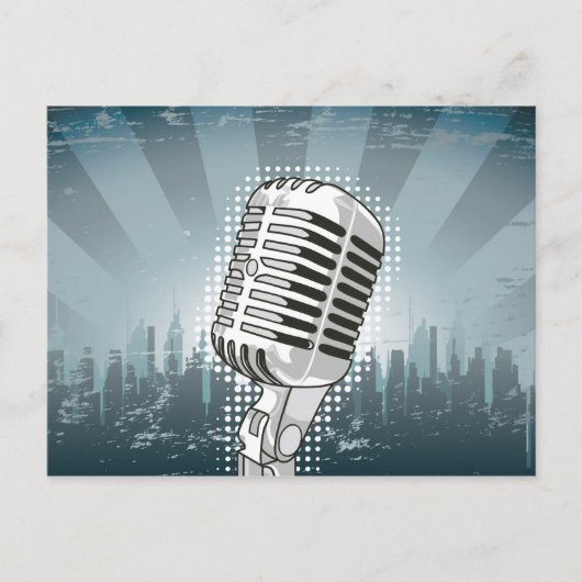 Microfoonrots en rolrol briefkaart (Voorkant)
