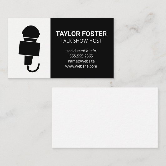 microfoonzanger | Talk Show Host Visitekaartje (Voorkant / Achterkant)