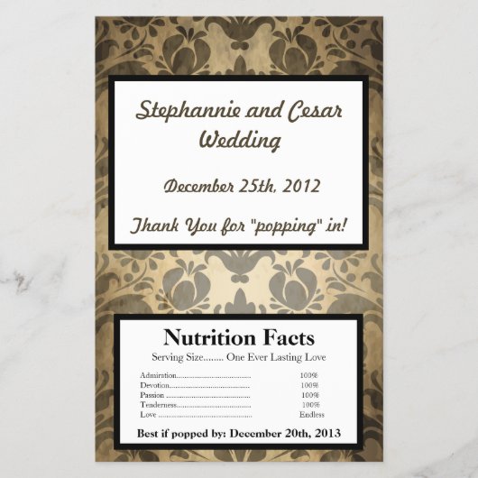 Microgolf Popcorn Wrapper  bruine Damask Flyer (Voorkant)